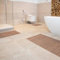 DE-COmmerce Bambus Badematte Lines im 3-er Set, Badteppich, Holzteppich, Bambusmatte, Badezimmer, rutschfest, Farbe: Taupe