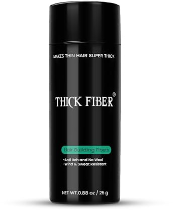 THICK FIBER Hair Fibers | Hair Powder for Thinning Hair 28g Bottle | Makes Thin Hair Look Thicker in Seconds | Hair Loss Concealer For Women & Men (Dark Brown)