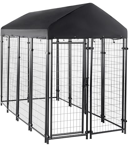 Amazon Basics - Welded Rectangular Outdoor Secure Wire Crate Kennel for Cat, Dog Large, Black, 102 x 48 x 72 inches