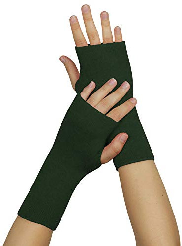 wobera ANGORA Pulswärmer oder Stulpen mit Daumenloch (Gr. 1, Farbe: jägergrün)