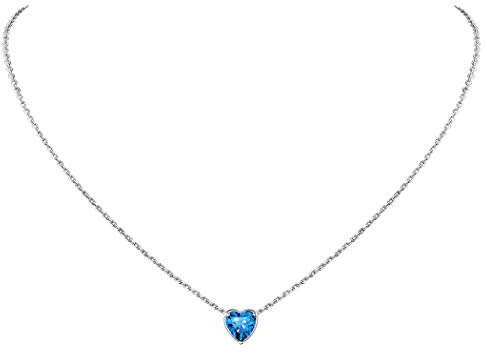 Suplight Damen Herzanhänger 925er Silber synthetische Türkis Geburtsstein von Dezember Halskette Kristall Kette mit blauem Zirkonia Minimalist Schmuck Accessoire für Ehefrau Freundin
