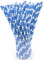 Fancy Paper Drinking Straws 100 Pcs Bulk Biodegradable Plastic Free Straws for Parties, Baby Birthdays, Weddings Party, DIY Decorations, Valentines, in Bright Color Striped (Blue with White Dots)