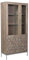 Vitrine WZ-0149 Mangoholz Massiv Metall Natur Silber 2 Türen Schrank Highboard