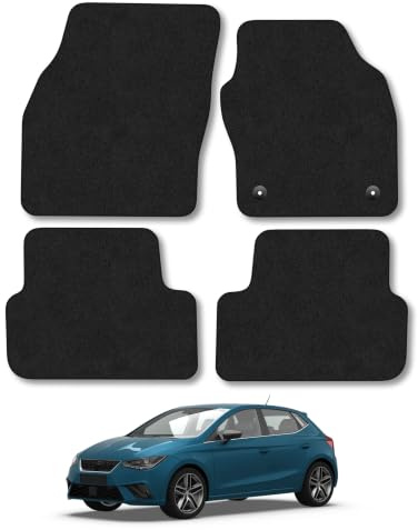 Seat Ibiza (2017+) Carpet Car Mats | Black Edge Trim Tailored Fit Floor Mats Full Coverage Protection Accessories Easy Clean Anti Slip Made in the UK