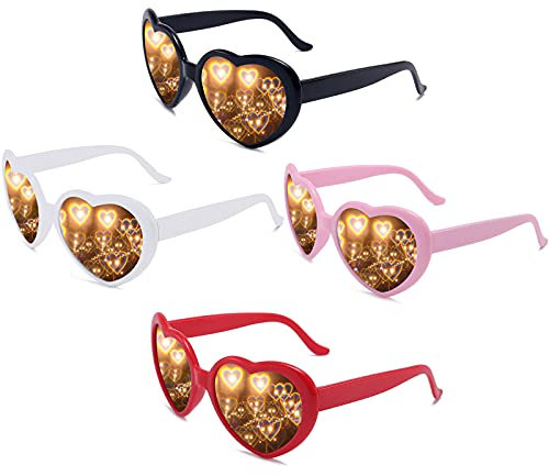 Dollger Herz Sonnenbrille Herz Beugungseffekt Brille Festival Requisiten Party Rave Lichter Brille Liebesgeschenk UV400 Schutz