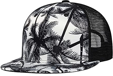 Quanhaigou Trucker-Mütze, Outdoor-Mütze, Snapback-Cap, Hip-Hop, für Herren und Damen, verstellbare Baseball-Kappen, Schwarzer weißer Baum, Einheitsgröße