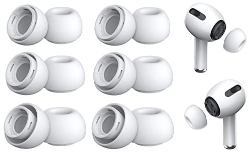 Hsthe Sea 6 paia di tappi per le orecchie di ricambio per auricolari in silicone per Airpods Pro Cuffie per auricolari di ricambio Custodia per auricolari in silicone morbido (S/M/L, bianco)