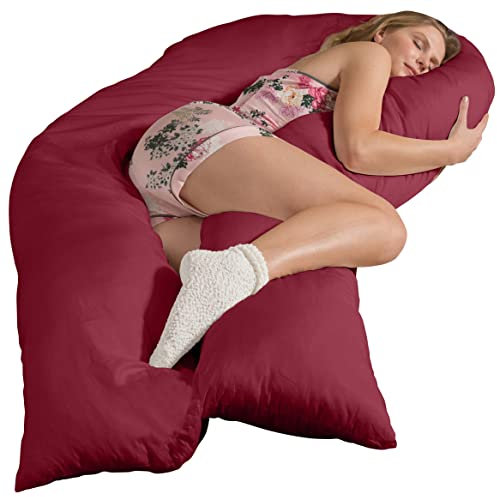 Traumreiter XXL Schwangerschaftskissen mit Bezug weinrot I Seitenschläferkissen Stillkissen Kissen für Schwangere Lagerungskissen U Form Pregnancy Pillow Schwanger Seitenschläfer Kissen