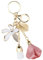 Be In Your Mind Blume Blatt Quaste Anhänger Schlüsselanhänger Strass Charme Dekoration aus Zinklegierung für Handtasche Schlüssel, Rosa-Gold