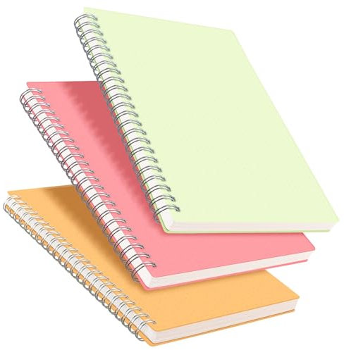 RETTACY Bullet Dotted Journal 3er-Pack – A5 Dotted Grid Spiral Notizbuch mit 160 Seiten pro Packung, 100 g/m² Premium säurefreies Papier, Bullet Journaling, Skizzieren, Doppeldraht-Spiralbindung, 14,5
