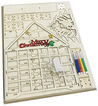 TianWlio DIY Weihnachtsdekoration Holzkalender Dekoration Countdown-Artikel Schmuck Adventskalender 2022 Weihnachtskalender (Color Mixing, One Size)