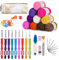 KOHMUI Häkelhaken und Häkelgarn Set, Bunte Ergonomische Soft Gummi HäKelnadeln mit tragbaren Tasche, 10 Farben Acryl Wolle für Häkeln und Kunsthandwerk