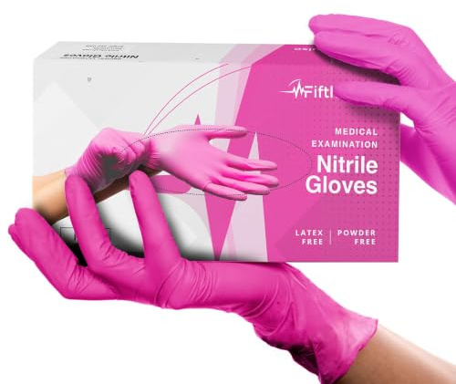 Gants jetables en nitrile rose fuchsia –200 Pièces – 3 mil – Taille Large– Sans poudre & sans latex – Qualité alimentaire – Gants résistants pour nettoyage, cuisine, beauté & usage professionnel