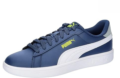 PUMA Unisex Kinder Smash 3.0 L Jr Sneaker, Persisches Blau PUMA Weiß Lime Smash Cool Mid Gray, 38.5 EU