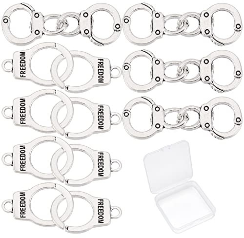 SUNNYCLUE 1 Box 40 Stück 2 Stil Antiksilber Handschellen Freiheitsanhänger Tibetischer Stil Legierungsverbinder Charms Anhänger Für Die Schmuckherstellung Bettelarmbänder Halskette Zubehör Zubehör Bas