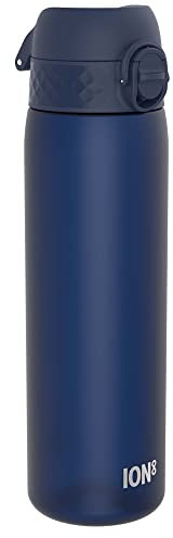 ION8 Gourde, 500ml, Anti-Fuite, Facile à Ouvrir, Verrouillage Sécurisé, Lavable en Lave-vaisselle, Sans BPA, Poignée de Transport, S'adapte aux Porte-gobelets, Facile à Nettoyer, Bleu Marine