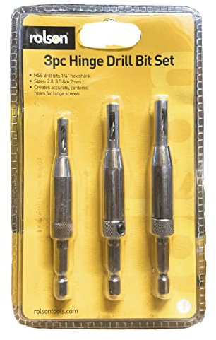 Rolson 48576 3pc Hinge Drill Bit Set