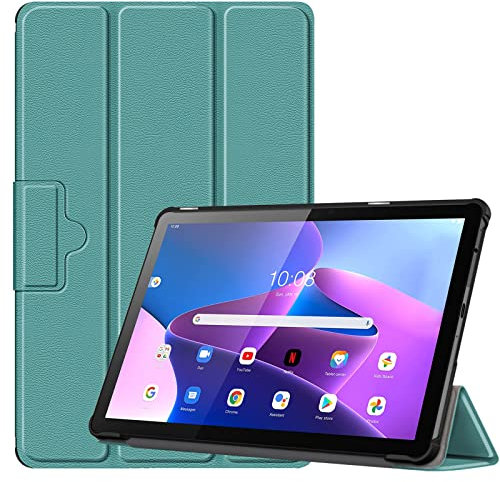 YRH Custodia per Lenovo Tab M10 3a gen 10,1 pollici 2022, [Auto Wake/Sleep] Smart Ultra Slim Custodia in pelle leggera Flip Cover per 10 Lenovo Tab M10 (3rd gen) [TB328FU /TB328XU] (Verde scuro)