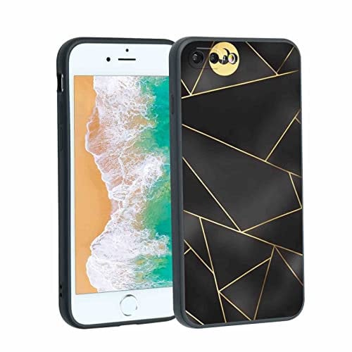 KARYOU Black-and-Gold phone case for iPhone 7 Plus for Women Men Gifts,Soft silicone Style Shockproof - Black-and-Gold Case for iPhone 7 Plus