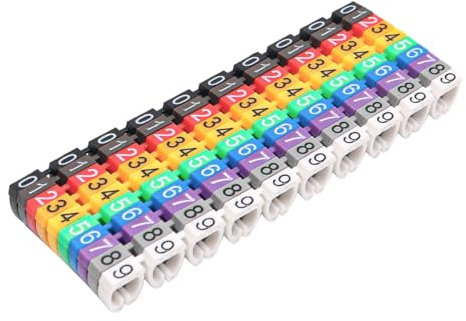 VOANZO 2 Set 0-9 Cable Marker Tubes Number Colorful Label Tube Colored Clip on String Wire Cord Numbering Boxed for Electrical Management Fix (6mm)