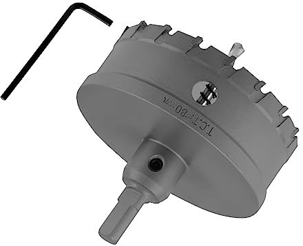 Cjueiom 80mm / 3-1/8 Inch Carbide Hole Saw, Metal Hole Cutter with Pilot Drill Bit, Heavy Duty for Stainless Steel, Sheet Metal, Brass, Aluminum, Wood, Plastic