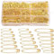 Safety Pins, Sicherheitsnadeln, sortierte Sicherheitsnadeln, 7 Größen, 420 Stück, 18 mm bis 55 mm, goldfarben aus vernickeltem, rostbeständigem Stahl