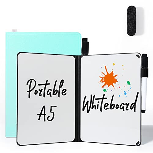 AGM Doppelseitiges Whiteboard, A5 Mini tragbare trocken abwischbare Tafel mit Stift, Schreibtisch Whiteboard für Studium, Meeting, Entwurf, Notizen, Kritzeln