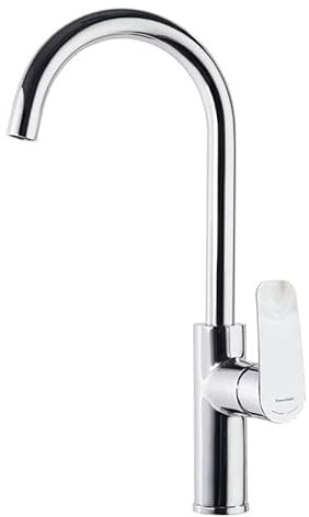 Ramon Soler - Grifo de Cocina Monomando Caño Alto Cromado, Ahorro de Agua, Sistema S2, Ideal para Fregadero, Serie New Fly, Diseño Moderno y Funcional