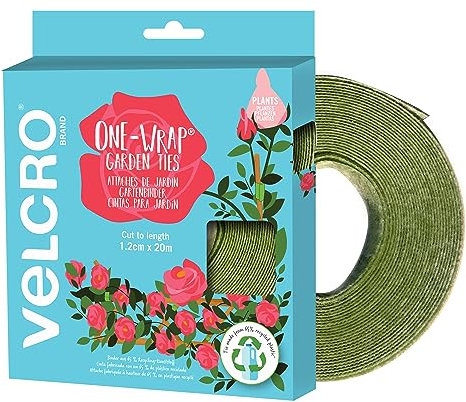 VELCRO Brand | Legature per Giardino ONE WRAP | Eco realizzate in plastica riciclata | Rotolo da 1,2 cm x 20 m tagliato su misura | Verde
