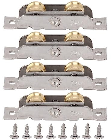 4 Uds Rodamientos Puertas Correderas Aluminio Ensamblaje de Rodillos para Puerta Corrediza de Patio,Rodillo Tándem para Puerta Corredera, Rodamiento de Rueda de Bola de Acero de