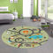 CARPETIA Teppich Kinderteppich Spielteppich Kinderzimmer modern rutschfest waschbar pflegeleicht Safari Straßenteppich grün 200 cm RUND