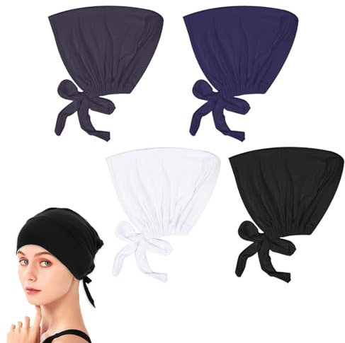SKHAOVS 4 Stück Damen Hijab, Unterschal Hijab, Verstellbarer Hijab, Muslimischer Hijab, Undercap Hijab, Schlafmütze, Baumwoll Hijab, Turban bequem Atmungsaktiv Damen Kopftuch (4 Stück)
