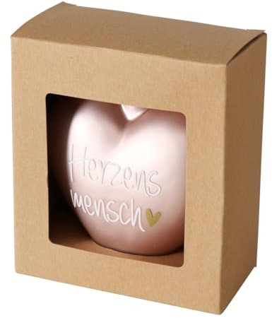 Glaskugel Herz Hellrosa - Herzensmensch - b677 Weihnachtskugel Glas Christbaumkugel Geschenk Lieblingsmensch 10cm Kugel Herzform