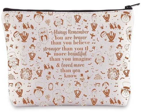 WZMPA Kosmetiktasche mit Spukhut, Geister-Design, Madame Leota-Fans, Geschenk mit Aufschrift You Are Braver Stronger Beautiful Than You Know Haunted, mit Reißverschluss, Geschenk für Gabbie und