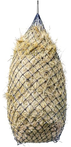 Equinate Heunetz Hayville 150 x 80cm engmaschig Navy 5 x 5cm - Verlängert die Fresszeit auf ca. 12 Stunden - Füllmenge ca. 9kg Heu - Robustes Futternetz