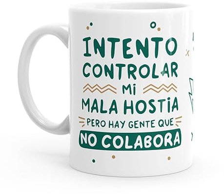 Taza cerámica con frase Mala hostia