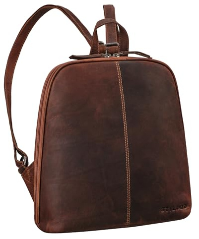 STILORD Calla Lederrucksack Damen Klein Elegant Rucksack Frauen City Daypack Backpack Modern Ledertasche Kleiner Tagesrucksack 10-11 Zoll Tabletrucksack Echtleder Farbe:Ambra - coganc