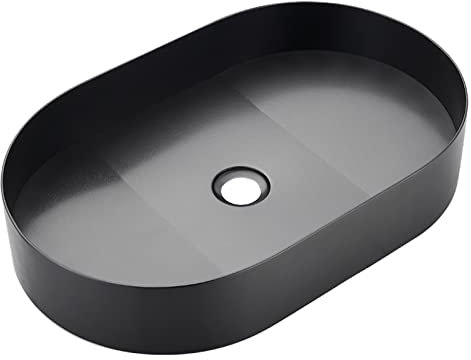 Fregadero de recipiente para baño Fregadero de tocador de baño de acero inoxidable Fregadero de recipiente negro mate 21.6 x 13.7 sobre el mostrador Lavabo de recipiente de tocador de baño Lavabo a