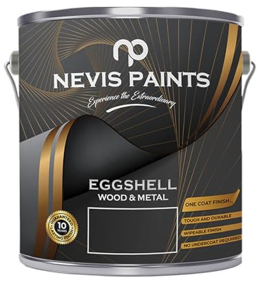 NEVIS PAINTS - Quick Dry Black Eggshell Matt Finish Paint - Perfect For Wood And Metal - 40m2 per liter coverage (2.5 Liters) (BLACK)