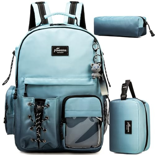 Oruiji Schulrucksack für Teenager, Mittelschulrucksäcke für Mädchen, Jungen, Schulbedarf, Farbverlauf, Grün, Schwarz