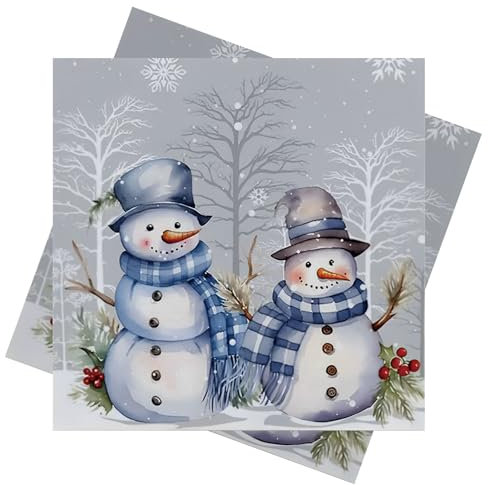 40 Stück Weihnachtsservietten Winter 3-Lagig Servietten Weihnachten Schneemänner Papierservietten 33 x 33 cm Weihnachten Servietten Weihnachts Tischdeko