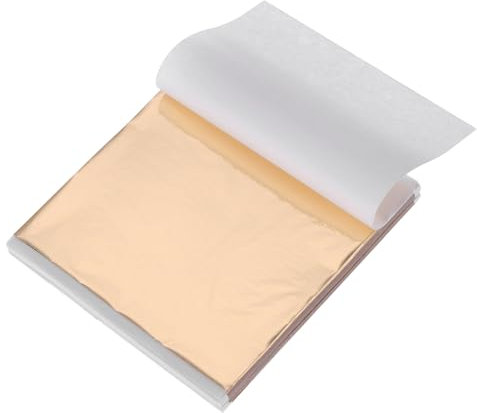 sourcing map 200 Pcs Gold Leaf Sheets 5.5 x 5.5 Imitation Gold Foil Sheets for Crafts,Picture Frames,Sculpture,Nails and DIY Arts Decoration,Champagne