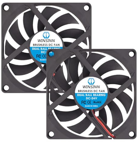 WINSINN DC 80 mm ventilador 24 V 8010 rodamientos de bolas dobles enfriamiento sin escobillas 80 x 10 mm 2 polos (2 piezas)