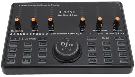 Live-Soundkarte, Professioneller -Mixer mit Chip, 12 Elektrische Soundeffekte, Sprachwechsler, Intelligente Rauschunterdrückung, Live-Soundkarte für Handy-PC