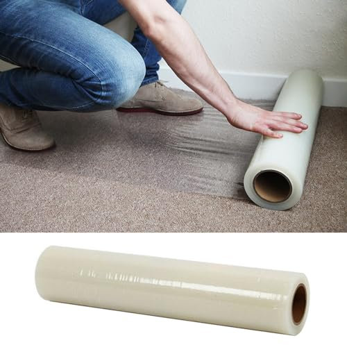 Warmiehomy Carpet Protector Roll Self Adhesive 90 Micron 60cmx10m,Waterproof Carpet Protection Film Floor Covering for Painting,Heavy Duty Carpet Protector for Floor Stairs,Clear