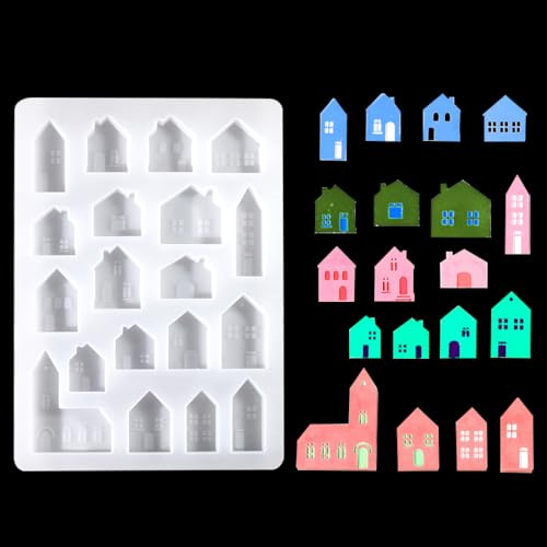FineInno Moules pour Maison en Silicone Moule à Résine Epoxy en Forme de Maison Moulage à Couler en Silicone pour Résine Décoratifs la Décoration de la Maison