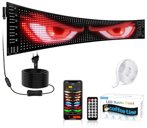 Flexibler LED Anzeigetafel 133x19.2cm Doppelreihiges Programmierbares LED Laufschrift mit Bluetooth-App,USB, Vollfarbiges LED Schild Matrix Panel mit Wasserdicht, Hellere,Benutzerdefinierte