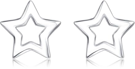 Josfeva 925 Sterling Silber Ohrstecker, Herz Stern Kreuz Ohrstecker Damen | Hypoallergen Knorpel Ohrring Stecker, Flach Einfach Stecker, Kommt in Schmuck Geschenk Box, Ohrringe für Mehre Ohrlöcher