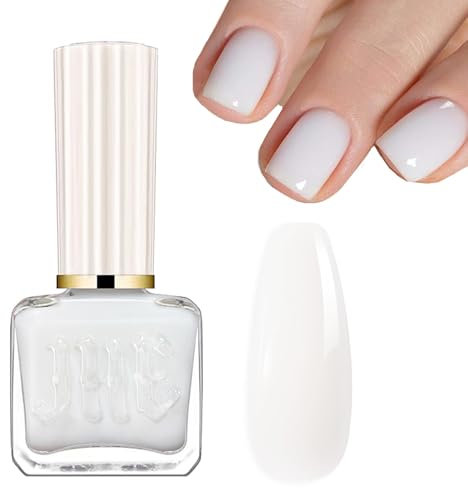 Jelly Nail Polish, 12ML Quick Drying Nude White Nail Varnish, White French Gel Polish - Non-toxic Long Lasting Chip Resistant for Women DIY Manicure Decorations at Home