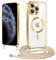 Woijrly Magnetische Handyband mit Band für iPhone 11 Pro Max Hülle, [Kompatibel mit Magsafe] Handyhülle Case mit justierbarer Schnur Abnehmbar Strap, Crossbody Schutzhülle zum Umhängen, Gold